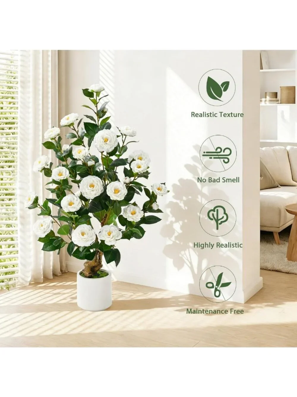 Set of 2 Faux Camellia Trees - 38